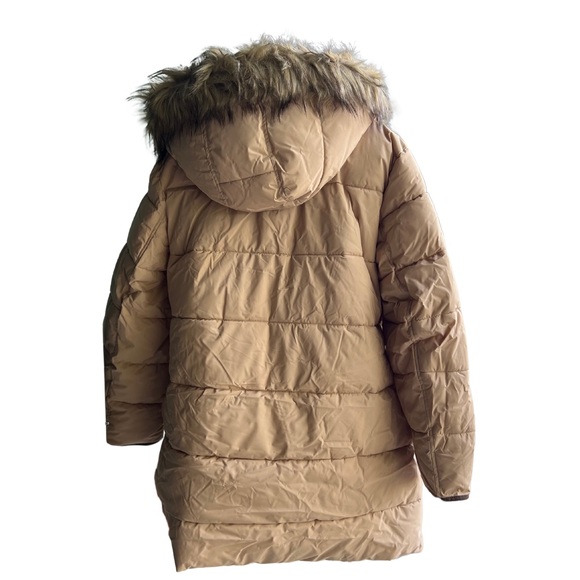Dennis Basso Size XL Quilted Parka with Faux Fur Trim Hood CAMEL - Picture 5 of 5